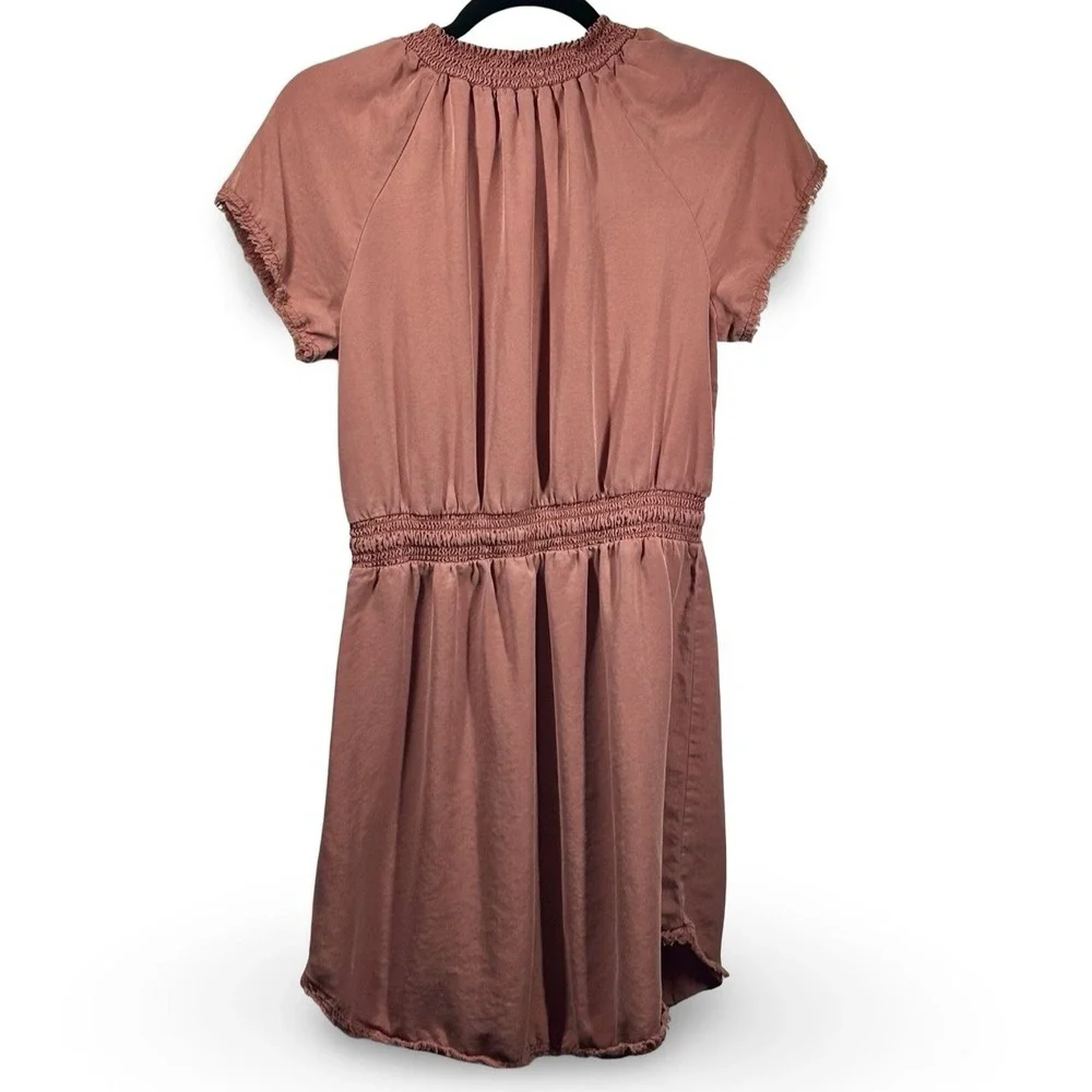 Anthropologie Bella Dahl Smocked Tie Waist Mini Dress Size Small Made in USA - Picture 3 of 6